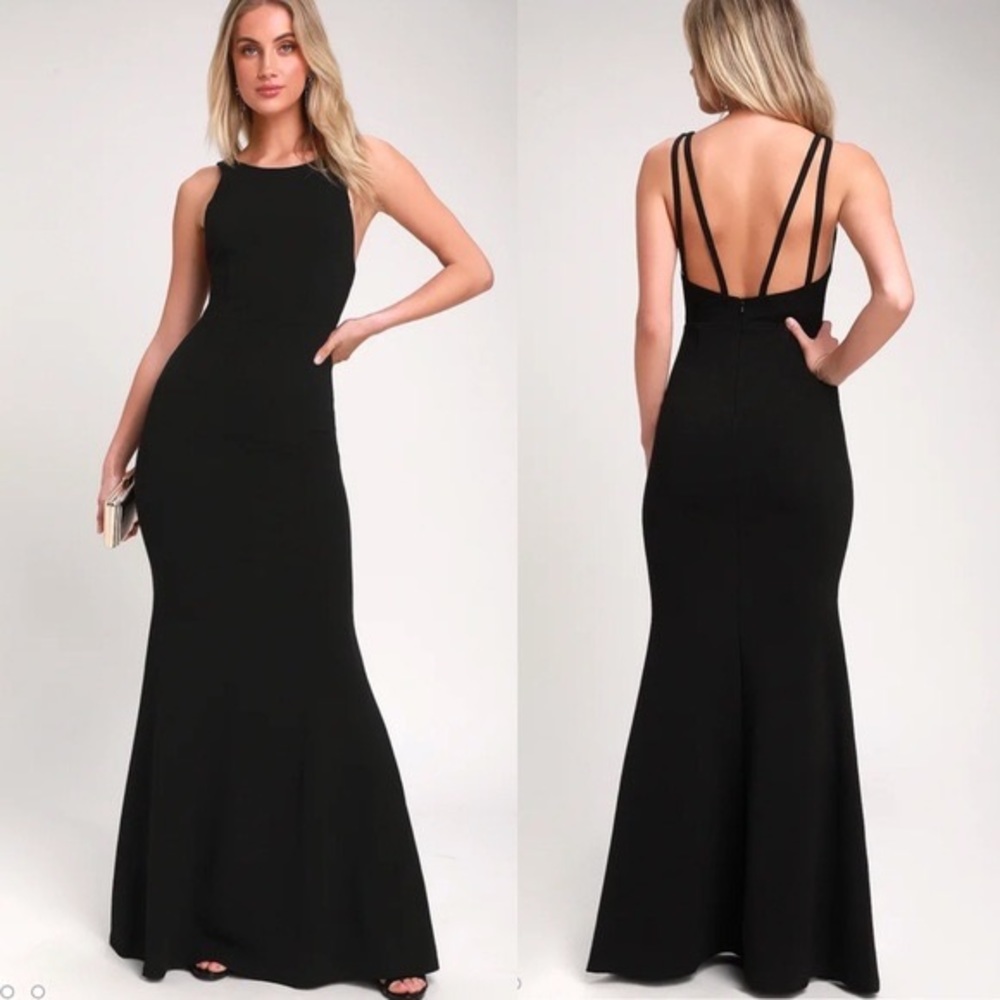 Lulus dream about you black backless maxi dress